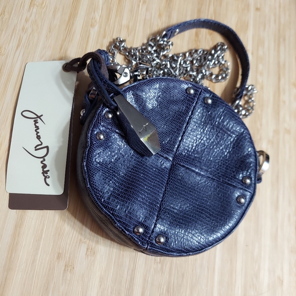 Junior Drake Italian Leather, Micro Cross Body Bag (Violet Ember, Blue Colo… - Picture 4 of 12